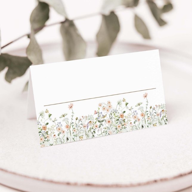 Elegante Pastel Wildblume Meadow Floral Wedding Platzkarte (Von Creator hochgeladen)