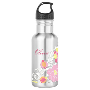 Elegante Pastelblume Personalisiert Trinkflasche