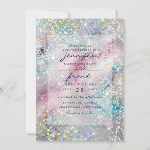 Elegante Pastell-Alkohol-Tinte Holografischer Glit Einladung