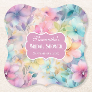 Elegante Pastell-Aquarell-Blumen Brautparty Untersetzer