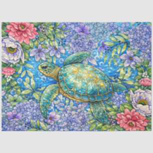 Elegante Pastell-Aquarell-Meeres-Schildkröte-Decou Seidenpapier