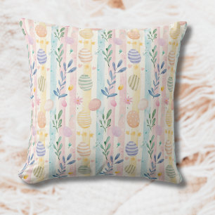 Elegante Pastell-Aquarell-Osterstreifen-Eier Kissen