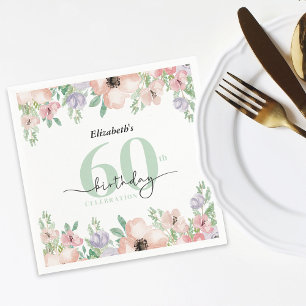 Elegante Pastell-Blumen-60. Geburtstagsfeier Serviette