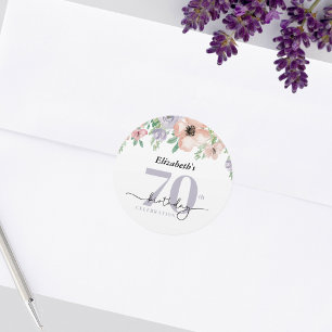 Elegante Pastell-Blumen-70. Geburtstagsfeier Runder Aufkleber