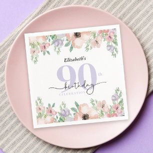 Elegante Pastell-Blumen-90.-Geburtstagsfeier Serviette