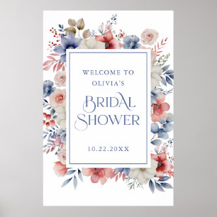 Elegante Pastell-Blumen-Brautparty-Willkommen Poster