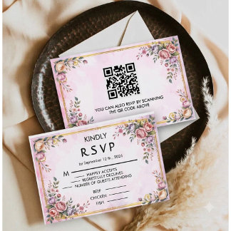 Elegante Pastell-Blumen Pink Lavendel Blumen Gold RSVP Karte