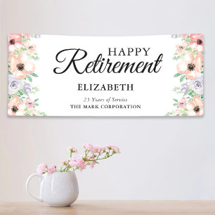 Elegante Pastell-Blumen-Ruhestandsfeier Banner