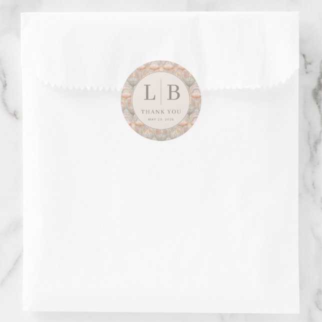 Elegante Pastell Blumen Runder Aufkleber (Tasche)
