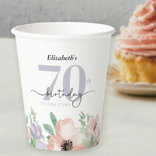Elegante Pastell-Blumenparty zum 70. Geburtstag Pappbecher