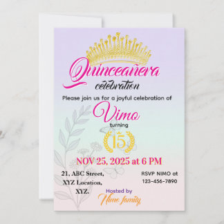 Elegante Pastell Botanische Quinceañera-Einladung Einladung