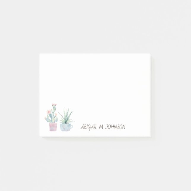 Elegante Pastell Cactus Succulent Post-it Klebezettel (Vorderseite)