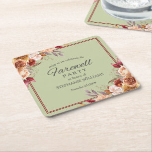 Elegante Pastell-Herbst-Blumen-Ruhestandsparty Rechteckiger Pappuntersetzer