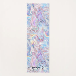 Elegante Pastell-Holografische Marmor-Wirbel Mädch Yogamatte