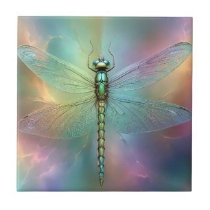 Elegante Pastell-Libelle Fraktal-Kunst, Fliese