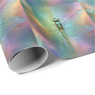 Elegante Pastell-Libellen-Fraktal-Kunst, Geschenkpapier