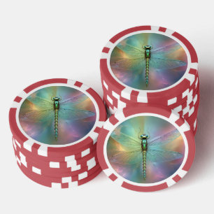 Elegante Pastell-Libellen-Fraktal-Kunst, Pokerchips