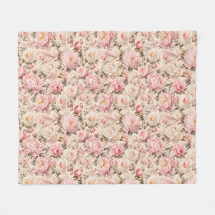 Elegante Pastell-Pfingstrose- und Rosen-Ästhetik Fleecedecke