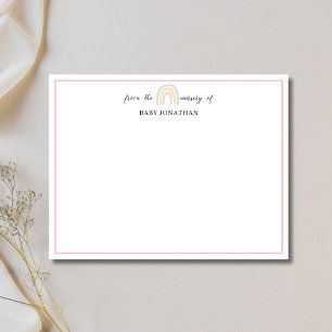 Elegante Pastell-Regenbogen-Baby-Rosa-Rand-Notizka Einladung