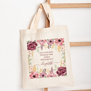 Elegante Pastell-Rosa-Blume Sprüche 31 Tragetasche