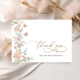 Elegante Pastell-Rosa Florale Hochzeits-Dankeskart Dankeskarte
