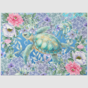 Elegante Pastell-Wasserfarbe Meeresschildkröte Dec Seidenpapier