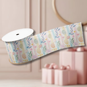 Elegante Pastell-Wasserfarbe-Osterstreifen-Eier Satinband