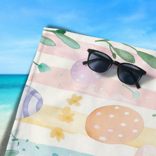 Elegante Pastell-Wasserfarbe-Osterstreifen-Eier Strandtuch