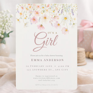 Elegante Pastell-Wildblumen-Babyparty „Es ist ein Einladung