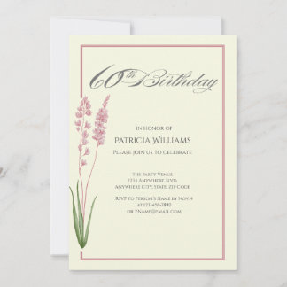 Elegante Pastell-Wildblumen-Frau 60. Geburtstag Einladung