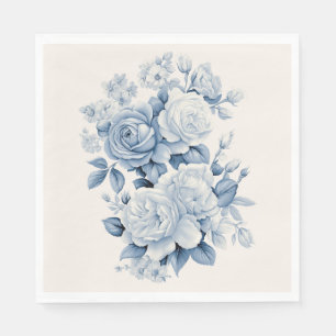 Elegante Pastellblaue Aquarellrosen Serviette