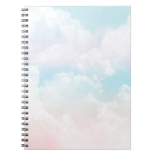 Elegante pastellblaue und rosa himmlische Wolken Notizblock