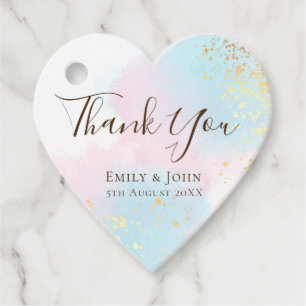 Elegante Pastelle Pink Aquamarin Gold Confetti Wed Geschenkanhänger