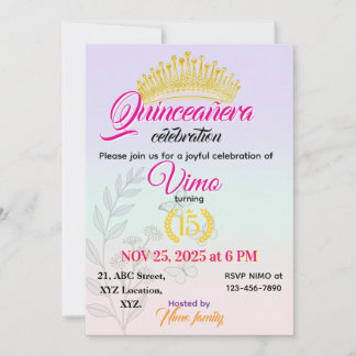 Elegante Pastellfarbene Botanische Quinceañera-Ein Einladung
