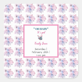 Elegante pastellfarbene tropische Dusche Quadratischer Aufkleber