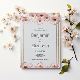 Elegante pastellgraue, rosa goldfarbene Hochzeit m Einladung