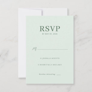 Elegante Pastellgrüne RSVP-Karte RSVP Karte