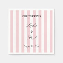 Elegante pastellrosa gestreifte Hochzeitsserviette