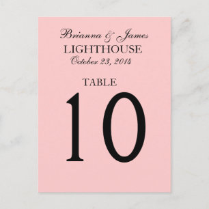 Elegante Pastellrosa-Hochzeitstisch-Nummernkarte Postkarte