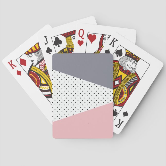 Elegante pastellrosa lila geometrische Polka-Punkt Spielkarten (Rückseite)
