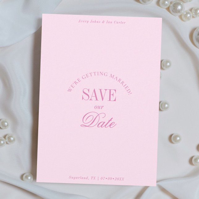 Elegante Pastellrosa Save-the-Date-Karte im klassi Save The Date (Von Creator hochgeladen)