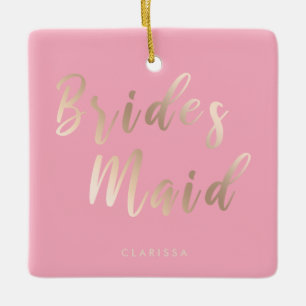 Elegante pastellrosa und goldene Rose Keramikornament