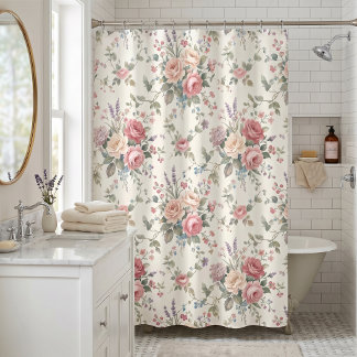 Elegante Pastellrosen im Shabby-Chic-Stil Duschvorhang