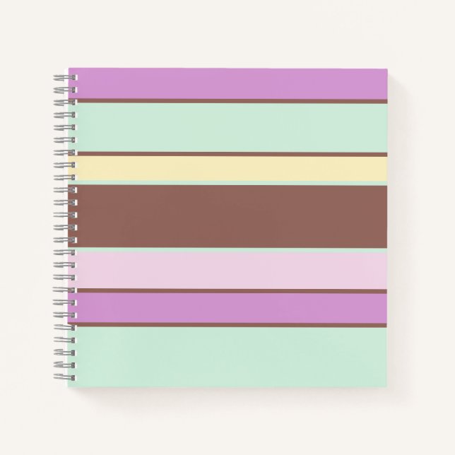 Elegante Pastellstreifen Rosa Rosa Gelb Notizbuch (Vorderseite)