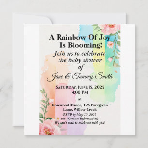 Elegante Pastels Floral Rainbow Baby Shower Dankeskarte