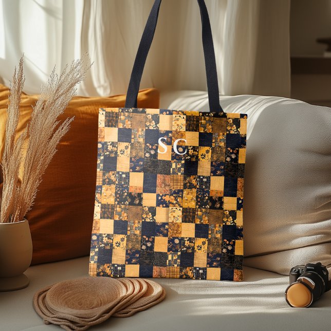 Elegante Patchwork-Tasche mit blauen und beige Blu (Von Creator hochgeladen)