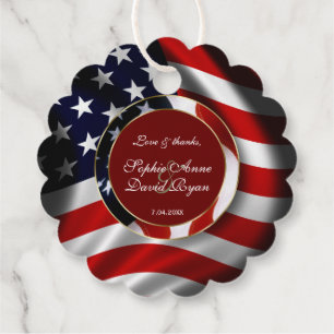 Elegante Patriotic USA Flag Gold Frame Wedding Geschenkanhänger