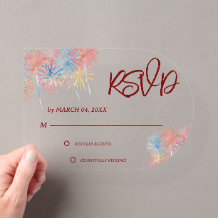 Elegante patriotische Hochzeits-RSVP-Karte zum 4. Acryleinladungen