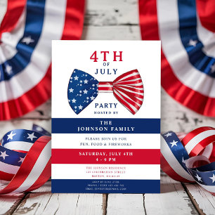 Elegante patriotische Rot-Weiß-Blau-4.-Juli-Party Einladung