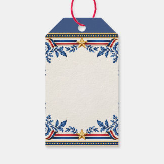 Elegante patriotische rote weiße und blaue Blumens Geschenkanhänger